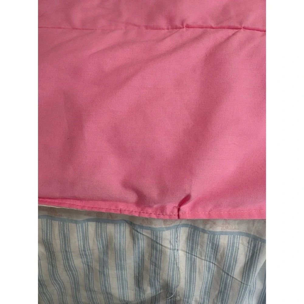 Homemade Shabby Chic Comforter Bedspread Pink Full Queen W/ 2 Short Curtains
